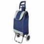 Cărucior de cumpărături pliabil cu structură metalică – 25 kg, husă textilă detașabilă și lavabilă, Albastru inchis.