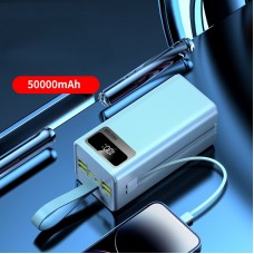Power Bank DX205 50000 mAh, Încărcare Rapidă QC/PD 120W, Lanternă LED, Alb.
