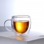 Set 6 cești espresso cu pereți dubli, 80 ml, sticlă termorezistentă, design transparent.
