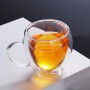Set 6 cești espresso cu pereți dubli, 80 ml, sticlă termorezistentă, design transparent.