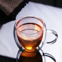 Set 6 cești espresso cu pereți dubli, 80 ml, sticlă termorezistentă, design transparent.