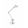 Suport metalic universal profesional pentru telefon și microfon, braț mecanic cu 2 segmente,rotire 360° / bază integrată, Alb