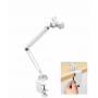 Suport metalic universal profesional pentru telefon și microfon, braț mecanic cu 2 segmente,rotire 360° / bază integrată, Alb