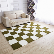 Set 10 Bucati de covor sub forma de puzzle, din spumă EVA, 30×30 cm, verde pal.