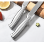Set 5 cutite profesionale, foarfece de bucatarie, curatator pentru legume, ascutitor cutite, cu suport, Otel inoxidabil, Lame ascutite, Argint