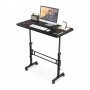 Masa laptop reglabila cu blat din  lemn, mini birou cu roti, ajustabila, 80*40 cm, Negru