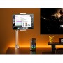 Suport metalic universal profesional pentru tableta, braț mecanic cu 2 segmente,rotire 360° / bază integrată, Alb