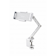 Suport metalic universal profesional pentru tableta, braț mecanic cu 2 segmente,rotire 360° / bază integrată, Alb