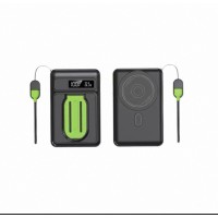 Power Bank Magnetic Wireless 10000 mAh – Încărcare Rapidă 22,5W, Afișaj LED, Suport Integrat, Negru cu verde