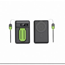 Power Bank Magnetic Wireless 10000 mAh – Încărcare Rapidă 22,5W, Afișaj LED, Suport Integrat, Negru cu verde