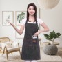 Șorț de bucătărie sau gratar din bumbac, cu buzunare, 70x75 cm, negru cu model în dungi