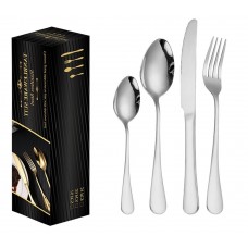 Set de Tacamuri 24 Piese, Set pentru 6 persoane, Otel Inoxidabil, Design Modern, Argint