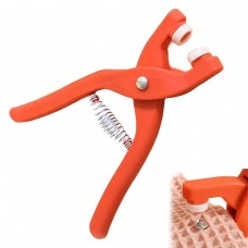 Cleste de mercerie pentru montat capse, (dimensiune 9,5 mm) din plastic si otel, 14x7.5 cm, portocaliu