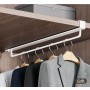 Set 2 suporturi verticale umerașe pentru dulap 30 cm  din oțel carbon, montaj fără găurire, economisire spațiu, alb.