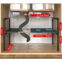 Organizator extensibil sub chiuvetă, 1 nivel, raft metalic retractabil cu 3 plăci din plastic, pentru bucătărie și baie,  negru.
