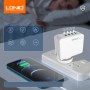 Încărcător USB LDNIO cu 4 Porturi și Adaptoare UK/EU/US/AU – Ideal pentru Călătorii Internaționale și Uz Zilnic.Alb.