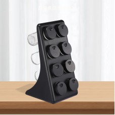 Set de borcane din sticlă pentru condimente cu suport – 8 piese. Negru.