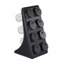 Set de borcane din sticlă pentru condimente cu suport – 8 piese. Negru.