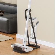 Suport pentru aspirator vertical si accesorii, din metal, 41 x 37 x 15 cm, negru.