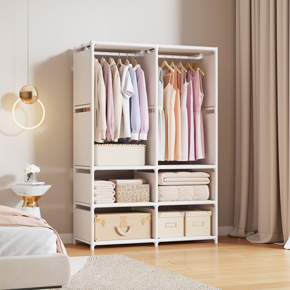 Dulap textil organizator, 2 coloane, alb, cadru metalic, 170x108x36 cm. Alb Dulap textil organizator, 2 coloane, alb, cadru metalic, 170x108x36 cm. Alb