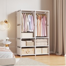 Dulap textil organizator, 2 coloane, alb, cadru metalic, 170x108x36 cm. Alb Dulap textil organizator, 2 coloane, alb, cadru metalic, 170x108x36 cm. Alb