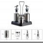 Set elegant pentru ulei, oțet, sare și piper – din sticlă și inox, cu suport organizator