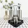 Set elegant pentru ulei, oțet, sare și piper – din sticlă și inox, cu suport organizator