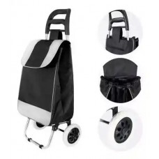 Cărucior de cumpărături pliabil cu structură metalică – 25 kg, husă textilă detașabilă și lavabilă. Negru