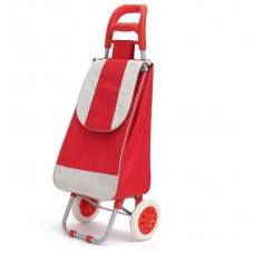 Cărucior de cumpărături pliabil cu structură metalică – 25 kg, husă textilă detașabilă și lavabilă, Rosu.