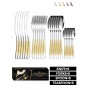 Set de Tacamuri 24 Piese, Set pentru 6 persoane, Otel Inoxidabil, Design Modern si elegant argintiu cu detalii aurii