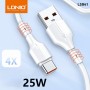 Cablu USB –Typ C, LDNIO, 25 W, 1m,  încărcare rapidă, alb.