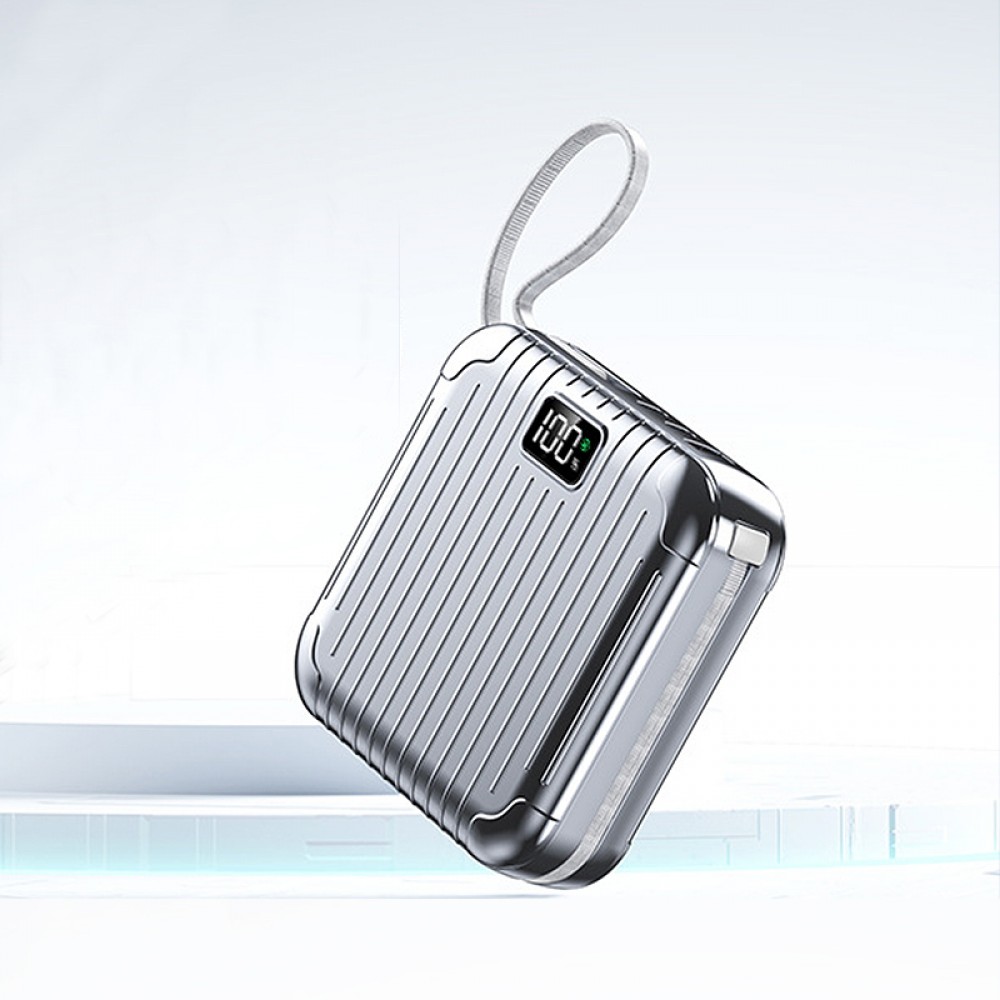 Powerbank compact 20.000 mAh – încape în buzunar, cabluri integrate Type-C & Lightning, încărcare rapidă 22,5W Powerbank compact 20.000 mAh – încape în buzunar, cabluri integrate Type-C & Lightning, încărcare rapidă 22,5W