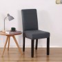 Husă elastică pentru scaun cu spătar, gri inchis, material tip mătase, lavabilă