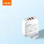 Încărcător Rapid LDNIO 65W cu 3 Porturi USB și Adaptor de Priză Detașabil – Universal, Compact și Ideal pentru Călătorii. Alb.