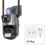 Camera de supraveghere dubla WIFI 6MP full HD, exterior/interior, 5X zoom comunicare bidirectionala GRI, Memorie de 64 GB