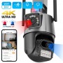 Camera de supraveghere dubla WIFI 6MP full HD, exterior/interior, 5X zoom comunicare bidirectionala GRI, Memorie de 64 GB