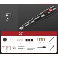 Mini-freză electrică ARIDOO, 27 accesorii, viteză reglabilă 5.000–20.000 rpm – pentru gravură, tăiere, șlefuire și polizare