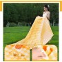 Covor de picnic și plajă impermeabil, pliabil, cu mâner, 200×200 cm – galben cu carouri albe