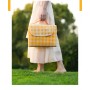Covor de picnic și plajă impermeabil, pliabil, cu mâner, 200×200 cm – galben cu carouri albe