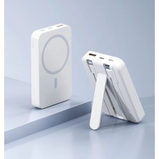 Powerbank MagSafe 10.000 mAh – încărcare wireless rapidă, suport integrat, compact și portabil. alb