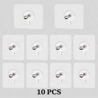 Set de 10 Carlige Autoadezive transparente, 6 cm x 6 cm – Fixare Ușoară Fără Deteriorarea Pereților