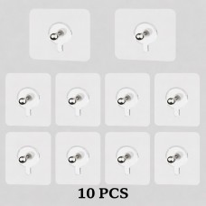 Set de 10 Carlige Autoadezive transparente, 6 cm x 6 cm – Fixare Ușoară Fără Deteriorarea Pereților