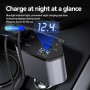 Încărcător Auto Retractabil 4 în 1, 100W Super Fast, 2 Cabluri Integrate + USB & Type-C, Afișaj Tensiune, Negru