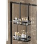 Raft suspendat pentru duș cu două niveluri, 60.5x29.5x13.5 cm, Negru.
