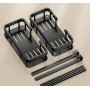 Raft suspendat pentru duș cu două niveluri, 60.5x29.5x13.5 cm, Negru.