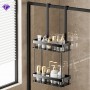 Raft suspendat pentru duș cu două niveluri, 60.5x29.5x13.5 cm, Negru.