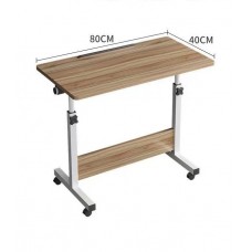 Masa laptop reglabila cu blat din  lemn, mini birou cu roti, ajustabila, 80*40 cm, Nuc