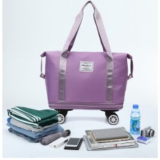 Geantă de voiaj pliabilă cu roți și mâner telescopic, 36–55L, culoare Violet — practică, încăpătoare și ușor de transportat
