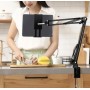 Suport metalic flexibil pentru telefon sau tabletă, cu prindere reglabilă, cu 3 segmente, înălțime max. 1 m – Negru