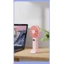 Ventilator portabil pliabil, wireless, cu 5 trepte de viteză, suport telefon, USB, baterie reîncărcabilă 1200 mAh, silențios, Roz